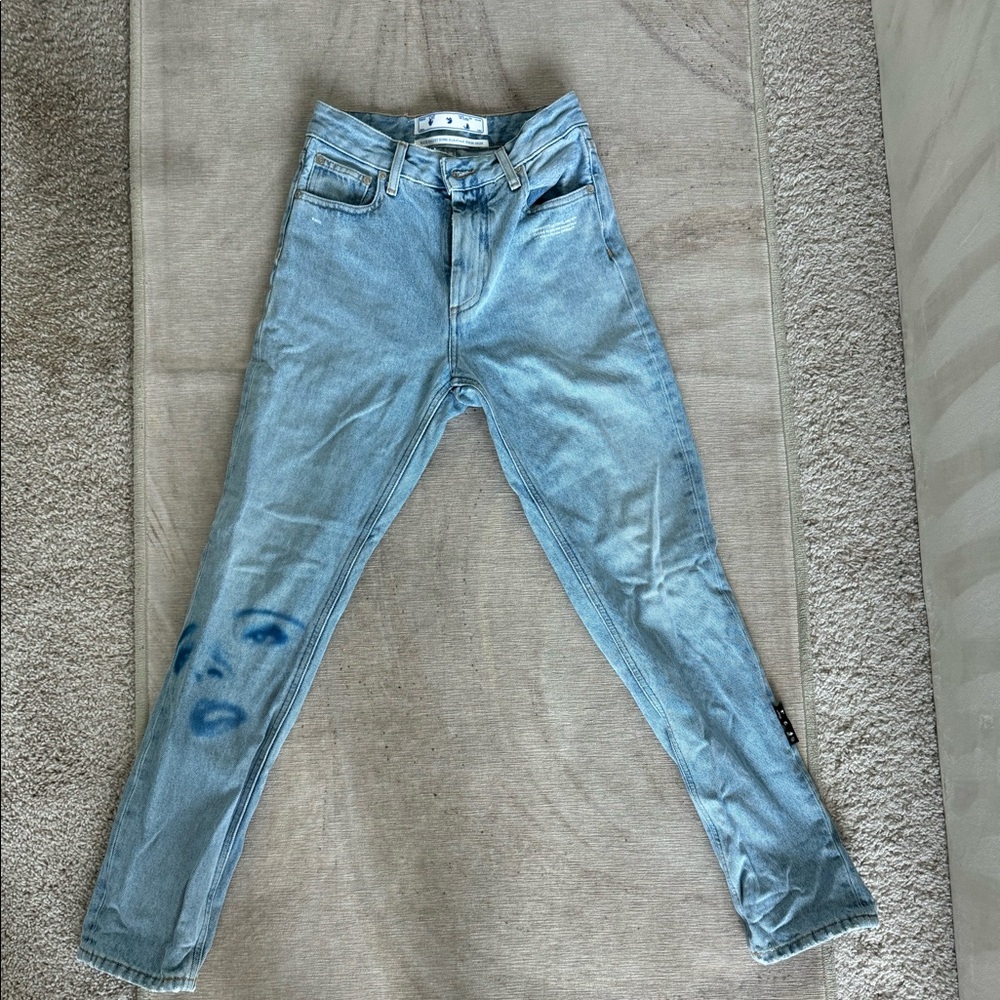Off White Detailed Jeans